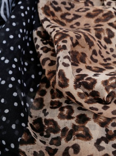 Hnedo-čierna šatka s leopardím vzorom Dorothy Perkins