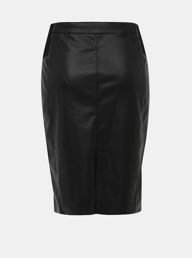 Čierna koženková púzdrová sukňa VERO MODA Buttersia