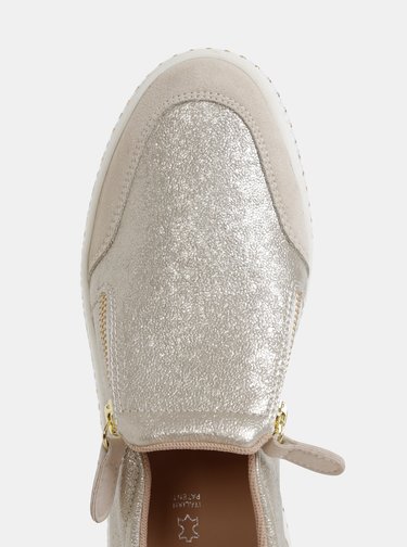 Béžové dámské metalické slip on se semišovými detaily Geox