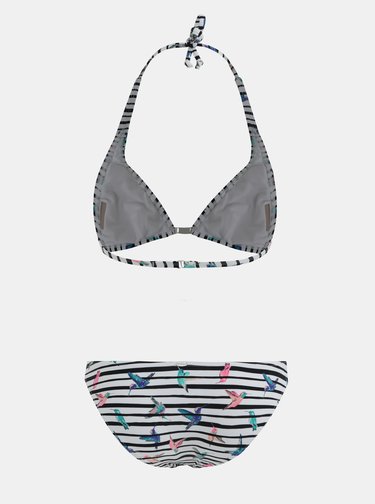 Costum de baie din doua piese alb-negru cu dungi si imprimeu O'Neill