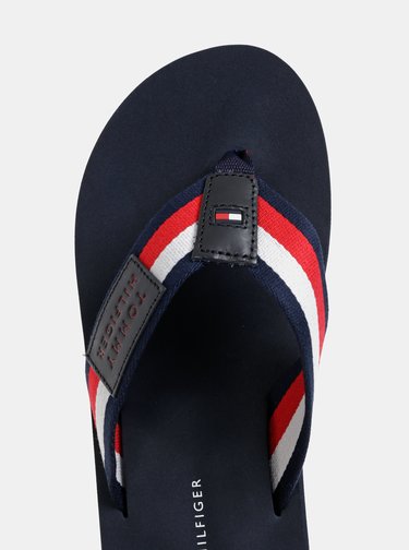 Červeno-modré pánské pruhované žabky Tommy Hilfiger Corporate