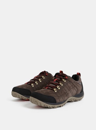 Hnědé pánské semišové nepromokavé outdoorové tenisky Columbia Peakfreak