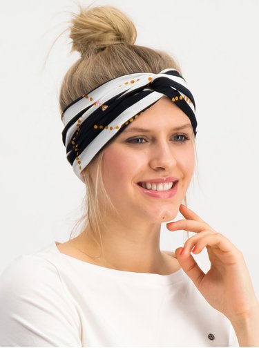 Bílo-černá pruhovaná čelenka Blutsgeschwister Oh What a Knot Wrap