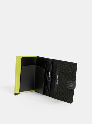 Černá vzorovaná kožená peněženka s hliníkovým pouzdrem Secrid Miniwallet Diamond