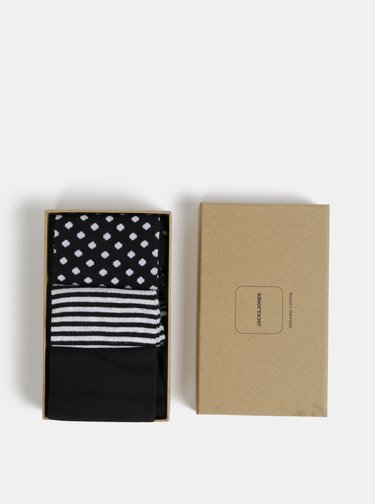 Sada troch párov čiernych vzorovaných ponožiek Jack & Jones Organic