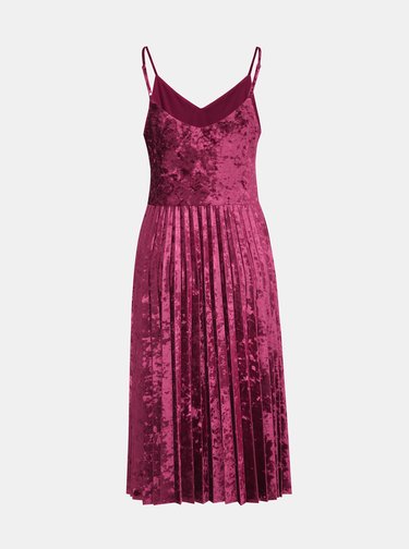Růžové sametové šaty s plisovanou sukní Dorothy Perkins