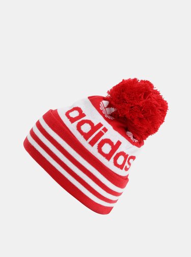 Bielo-červená čapica s bambuľou adidas Originals Jacquard