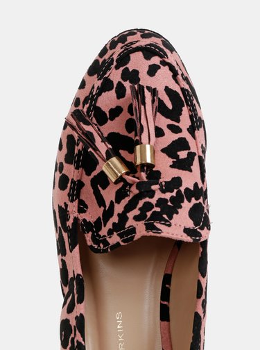 Čierno-ružové mokasíny s leopardím vzorom v semišovej úprave Dorothy Perkins