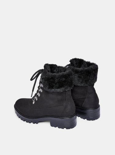 Čierne členkové topánky v semišovej úprave Dorothy Perkins