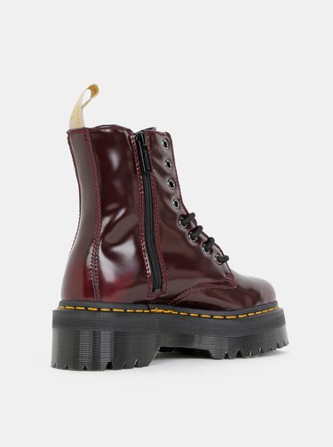 Vínové dámske členkové topánky na platforme Dr. Martens Vegan Jadon