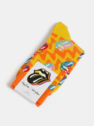 Oranžovo-žluté vzorované ponožky Happy Socks Rolling Stones