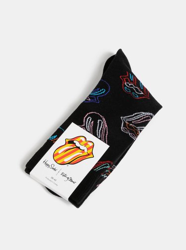 Černé vzorované ponožky Happy Socks Rolling Stones