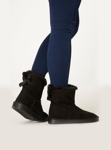 Černé kotníkové válenky v semišové úpravě Dorothy Perkins