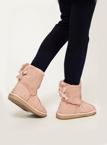 Starorůžové kotníkové válenky v semišové úpravě Dorothy Perkins