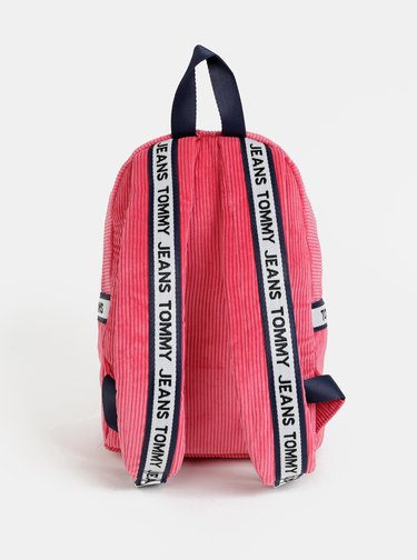 Růžový dámský manšestrový batoh Tommy Hilfiger