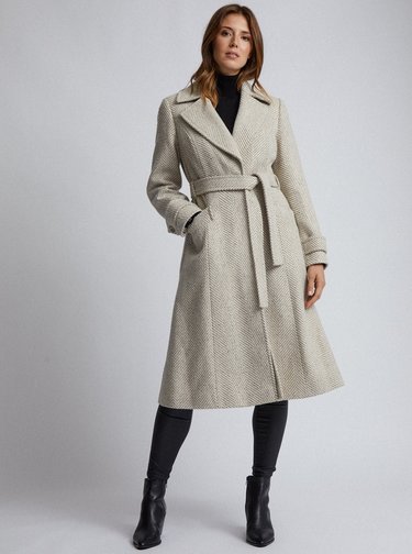 Béžový vzorovaný kabát Dorothy Perkins