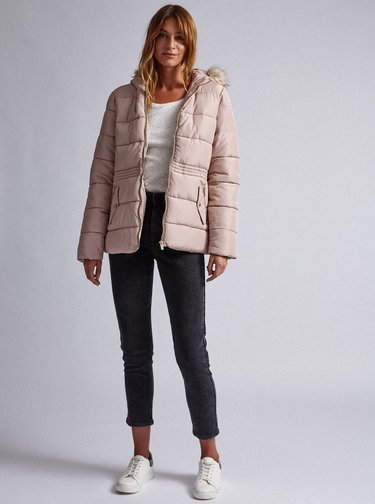 Světle růžová prošívaná zimní bunda Dorothy Perkins
