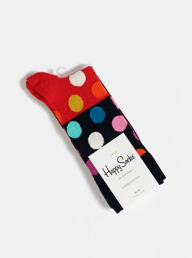 Vínovo-modré puntíkované ponožky Happy Socks Big Dot
