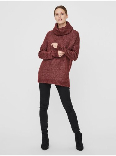 Vínový rolák VERO MODA Kizzi