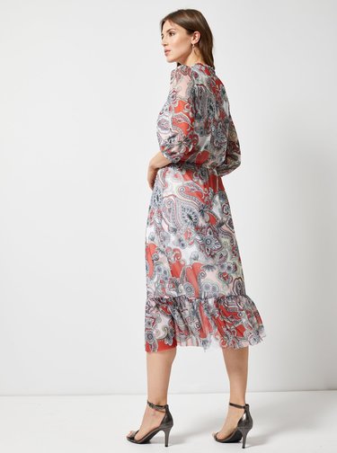 Červeno-šedé vzorované midišaty Dorothy Perkins