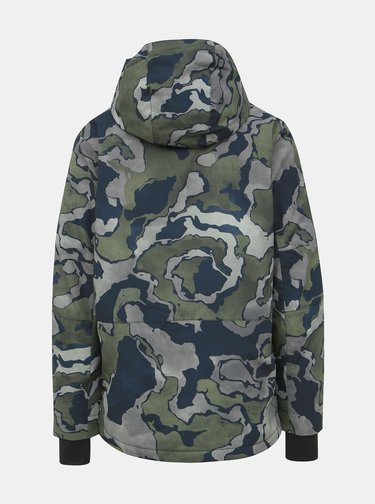 Šedo-zelená funkčná maskáčová zimná bunda Quiksilver Mission