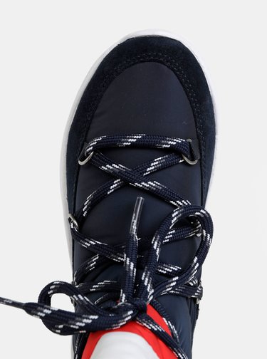 Tmavě modré dámské zimní kotníkové boty se semišovými detaily Tommy Hilfiger