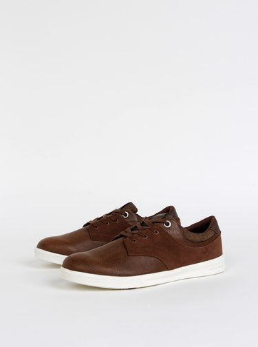 Hnedé pánske koženkové tenisky Jack & Jones Spencer