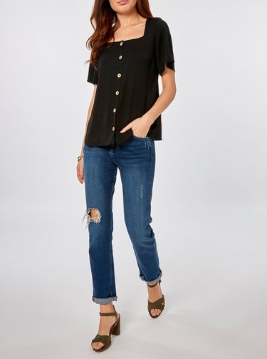 Čierna blúzka s gombíkmi Dorothy Perkins