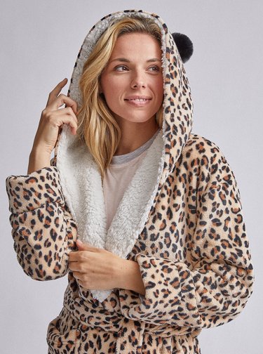 Hnedý župan s leopardím vzorom Dorothy Perkins Robe
