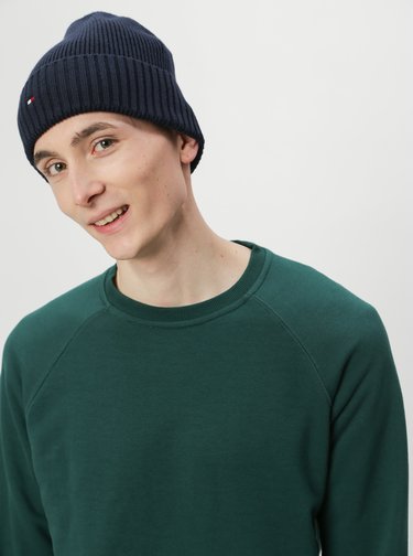 Sada tmavě modré čepice a rukavic Tommy Hilfiger