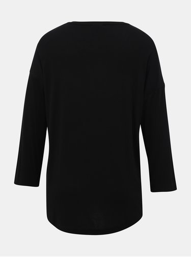 Čierne basic tričko Noisy May Henley