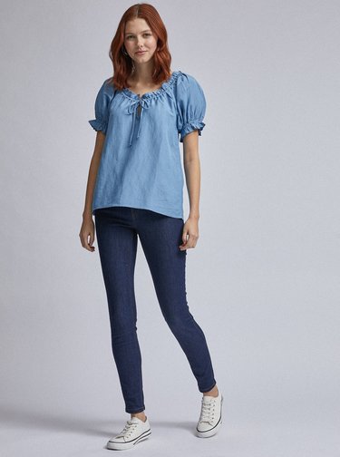 Modrá ľanová blúzka Dorothy Perkins