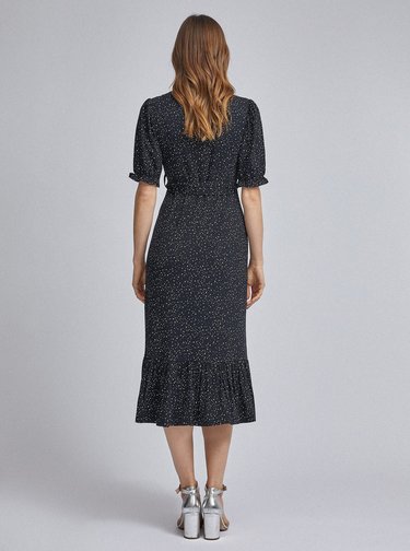 Čierne bodkované tehotenské midišaty Dorothy Perkins Maternity