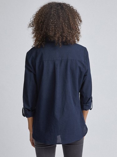 Tmavě modrá košile s příměsí lnu Dorothy Perkins