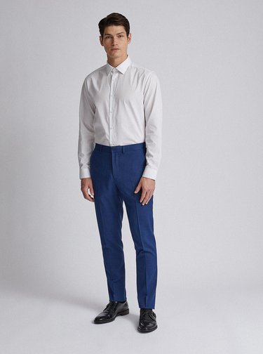 Modré oblekové slim fit nohavice Burton Menswear London