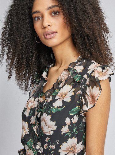 Čierne kvetované midi šaty Dorothy Perkins