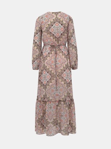 Rúžové vzorované maxi šaty Miss Selfridge