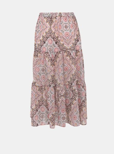 Rúžová vzorovaná midi sukňa Miss Selfridge