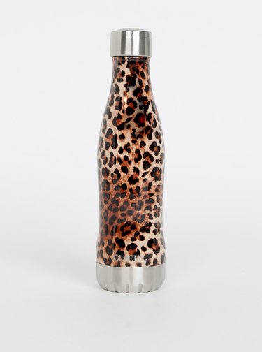 Hnedá fľaša s leopardím vzorom GLACIAL Leopard 400 ml