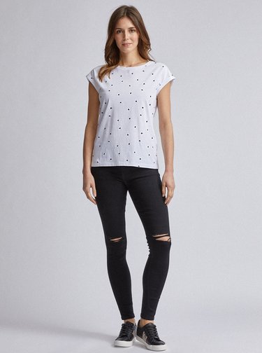 Biele vzorované tričko Dorothy Perkins