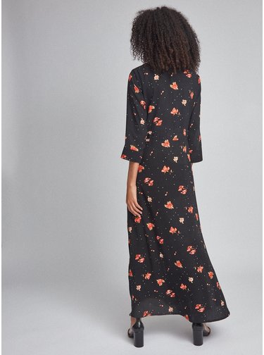 Černé květované košilové maxišaty Dorothy Perkins