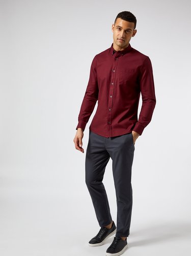 Vínová košeľa Burton Menswear London