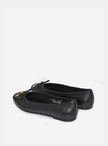 Černé kožené baleríny Dorothy Perkins