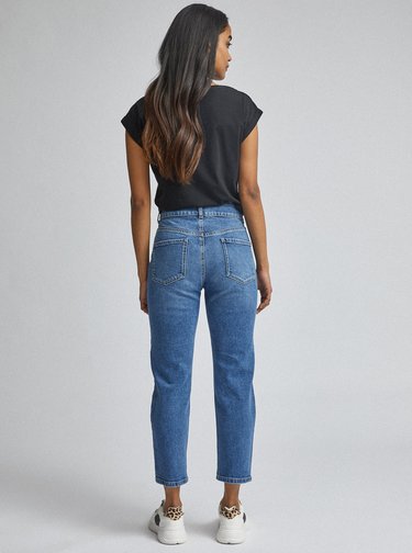Modré skrátené straight fit rifle Dorothy Perkins Petite