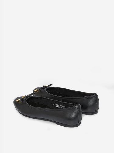 Černé kožené baleríny Dorothy Perkins