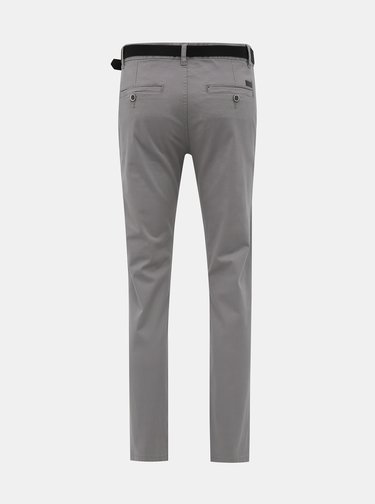 Šedé slim fit chino kalhoty Lindbergh