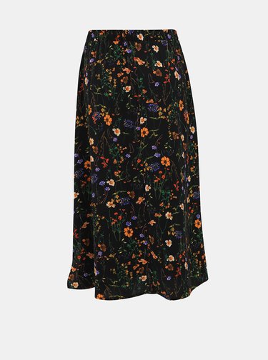 Černá květovaná midi sukně VERO MODA Lil