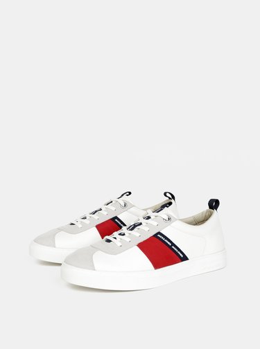 Bílé pánské tenisky s detaily v semišové úpravě Jack & Jones Sloane
