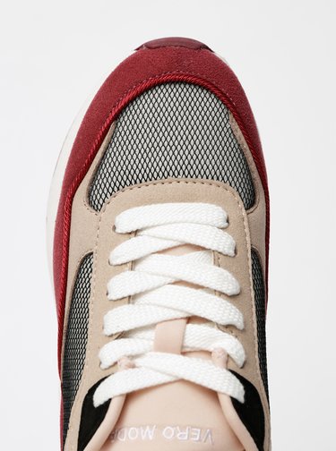 Růžovo-vínové tenisky v semišové úpravě VERO MODA Linea