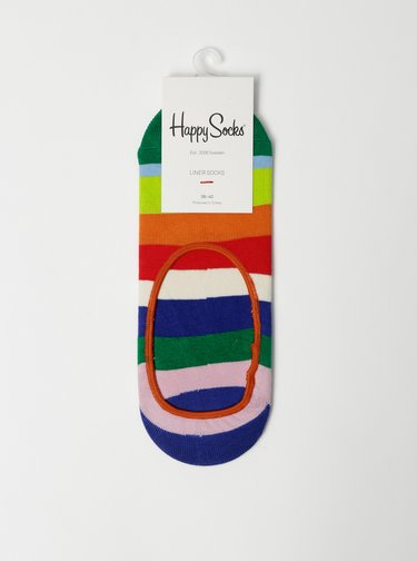 Červeno-zelené dámské nízké pruhované ponožky Happy Socks Stripe